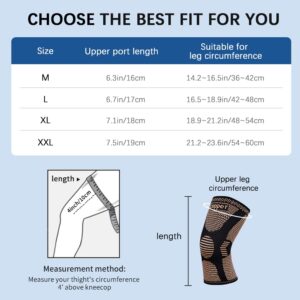 SHIFROTC 2-Pack Knee Compression Sleeves for Pain Relief & Support During Sports & Weightlifting - Non-Slip Braces for Men & Women, Perfect for ACL, Arthritis & Injuries