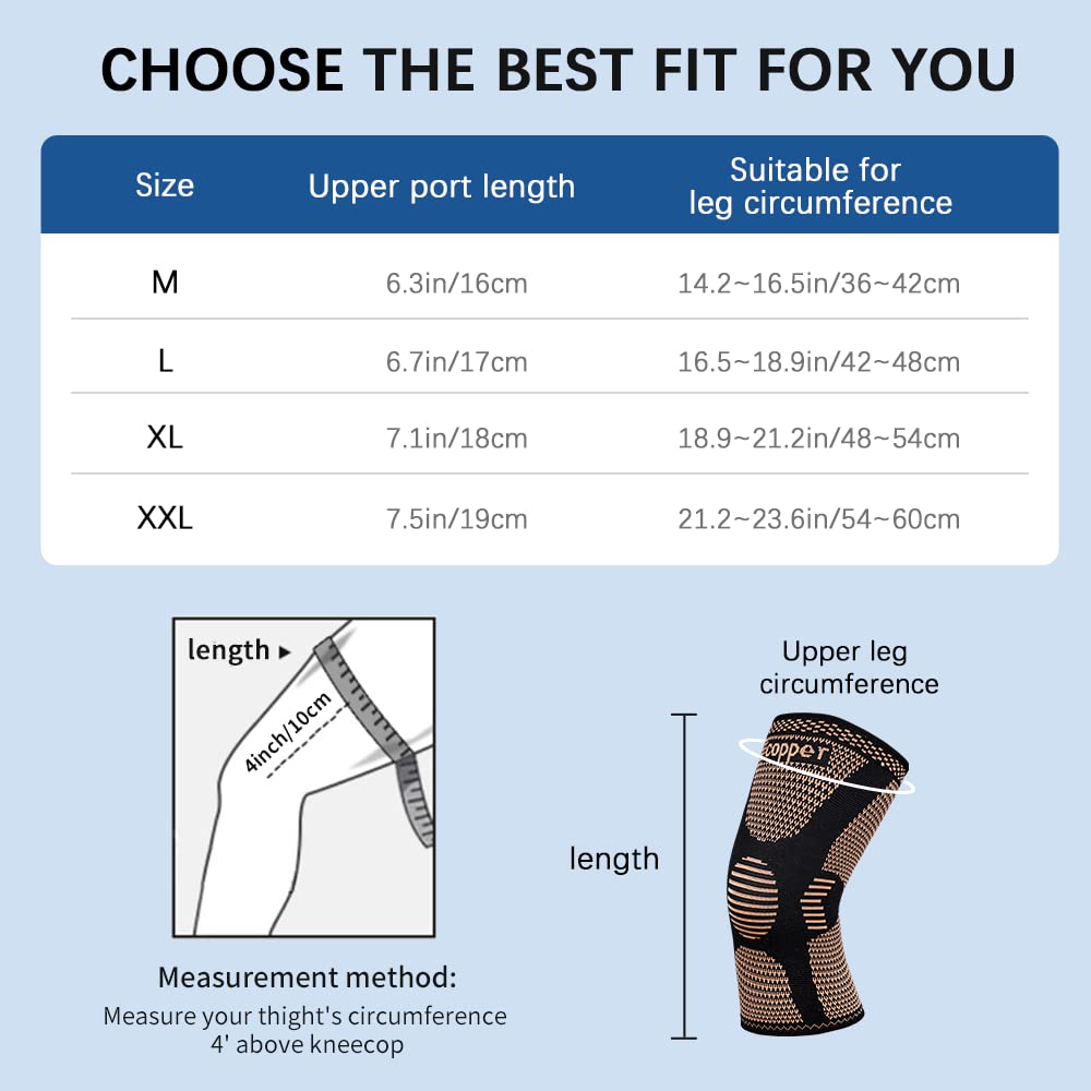 SHIFROTC 2-Pack Knee Compression Sleeves for Pain Relief & Support During Sports & Weightlifting - Non-Slip Braces for Men & Women, Perfect for ACL, Arthritis & Injuries