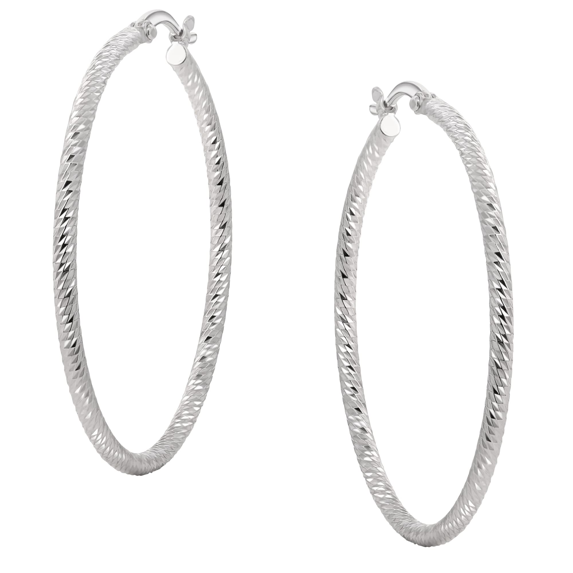 Hot Silver Womens Hoop Earrings - Sterling Silver Earrings - Silver Hoop Earrings for Women