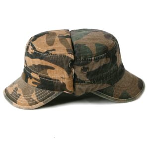 Nanwansu Unisex Military Army Hat Men Women Baseball Cap Flat Top Cap Adjustable Camo Cadet Cap