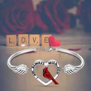 Cardinal Bracelet for Women Sterling Silver Memorial Red Cardinal Bracelets Bangle Angel Wings Sympathy Remembrance Cardinal Jewelry Charms Mothers Day Gifts