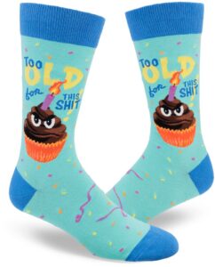 modsocks men's crappy birthday crew socks in aqua