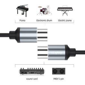 CLAVOOP MIDI Cable 3ft, 5 Pin DIN MIDI Cables 3 feet, MIDI Cord Male to Male Compatible with MIDI Keyboard Electronic Piano Electronic Drum Audio Amplifier Multi Effects Synth External Sound Card