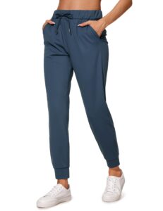 crz yoga 4-way stretch workout joggers for women 28" - casual travel pants lounge athletic joggers with pockets slate blue medium