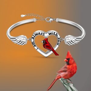 Cardinal Bracelet for Women Sterling Silver Memorial Red Cardinal Bracelets Bangle Angel Wings Sympathy Remembrance Cardinal Jewelry Charms Mothers Day Gifts