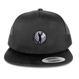 Armycrew XXL Oversized Golf Ball Patch 5 Panel Flatbill Mesh Snapback Cap - Charcoal