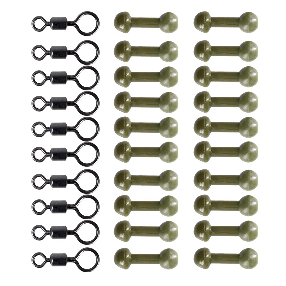 30 Pcs Helicopter Rigs Line Protector Swivels Connector Fishing Hook Stopper for Carp Fishing.