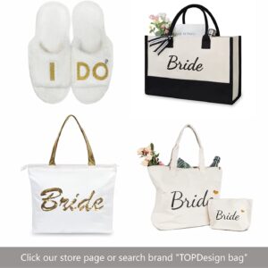 TOPDesign Women's I Do Slide Slippers, Bridal Flats, Wedding Tote, Bachelorette Shower Engagement Proposal Honeymoon Gifts for Bride, Bride to Be, Future Mrs, Wifey