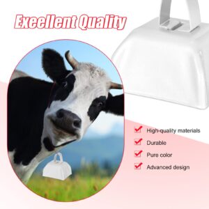 24 Pcs Metal Cowbell with Handle Cow Bells Noise Makers for Sporting Events Small Cow Bell Loud Bells Noisemaker Call Bells for Wedding Cheering Football Games, 3 x 2.8 x 2.5 Inch (White)