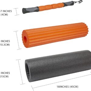 Revolve 3-in-1 Foam Roller Set with Massage and Mobility Stick, for Exercise, Deep Tissue Muscle Massager for Physical Therapy, Pilates, Yoga, Stretching, Balance & Core