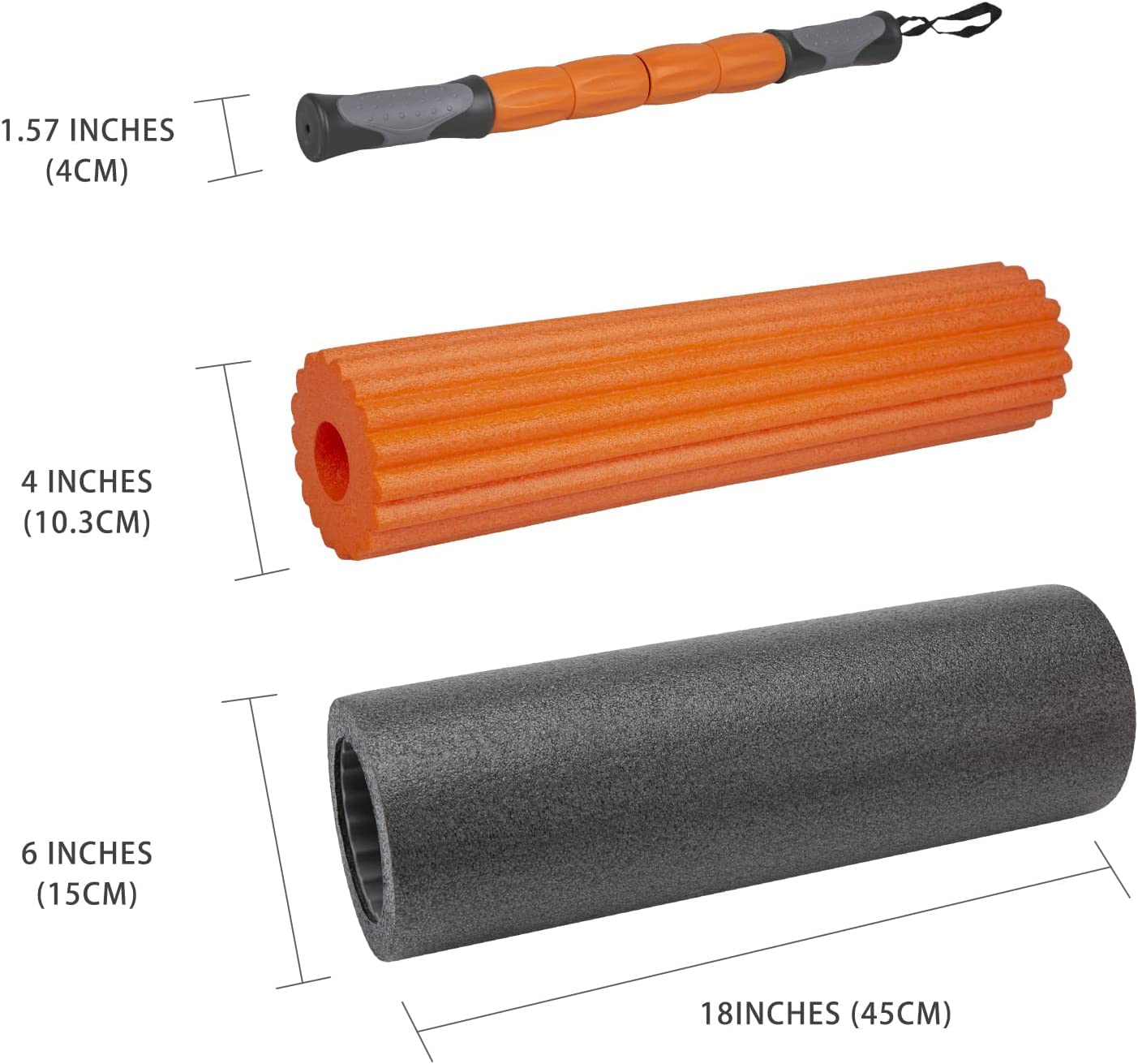 Revolve 3-in-1 Foam Roller Set with Massage and Mobility Stick, for Exercise, Deep Tissue Muscle Massager for Physical Therapy, Pilates, Yoga, Stretching, Balance & Core