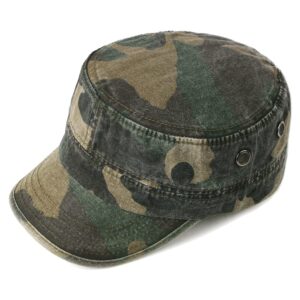 Nanwansu Unisex Military Army Hat Men Women Baseball Cap Flat Top Cap Adjustable Camo Cadet Cap