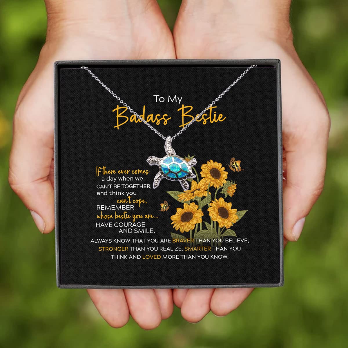 To My Badass Bestie Necklace, Turtle Necklace For Best Friend, Bestie Birthday Gift, 925 Sterling Silver Necklace For Bestie, Bestie Jewelry Gift On Wedding Christmas, Graduation Gift For BFF