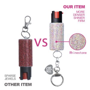 Hope Bobbie Bling-it-On Pepper Spray Keychain-Maximum Strength OC Spray for Self Defense-Fashionable Key Holder-7ft (2M) Range, Glitter Cute Rhinestone Pepper Spray for Women (CrystalAB)