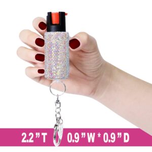 Hope Bobbie Bling-it-On Pepper Spray Keychain-Maximum Strength OC Spray for Self Defense-Fashionable Key Holder-7ft (2M) Range, Glitter Cute Rhinestone Pepper Spray for Women (CrystalAB)