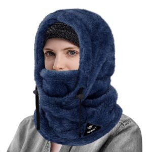 meilzer ski mask balaclava wind-resistant winter face mask for women/men adjustable warm hood cover hat cap scarf (navy blue)