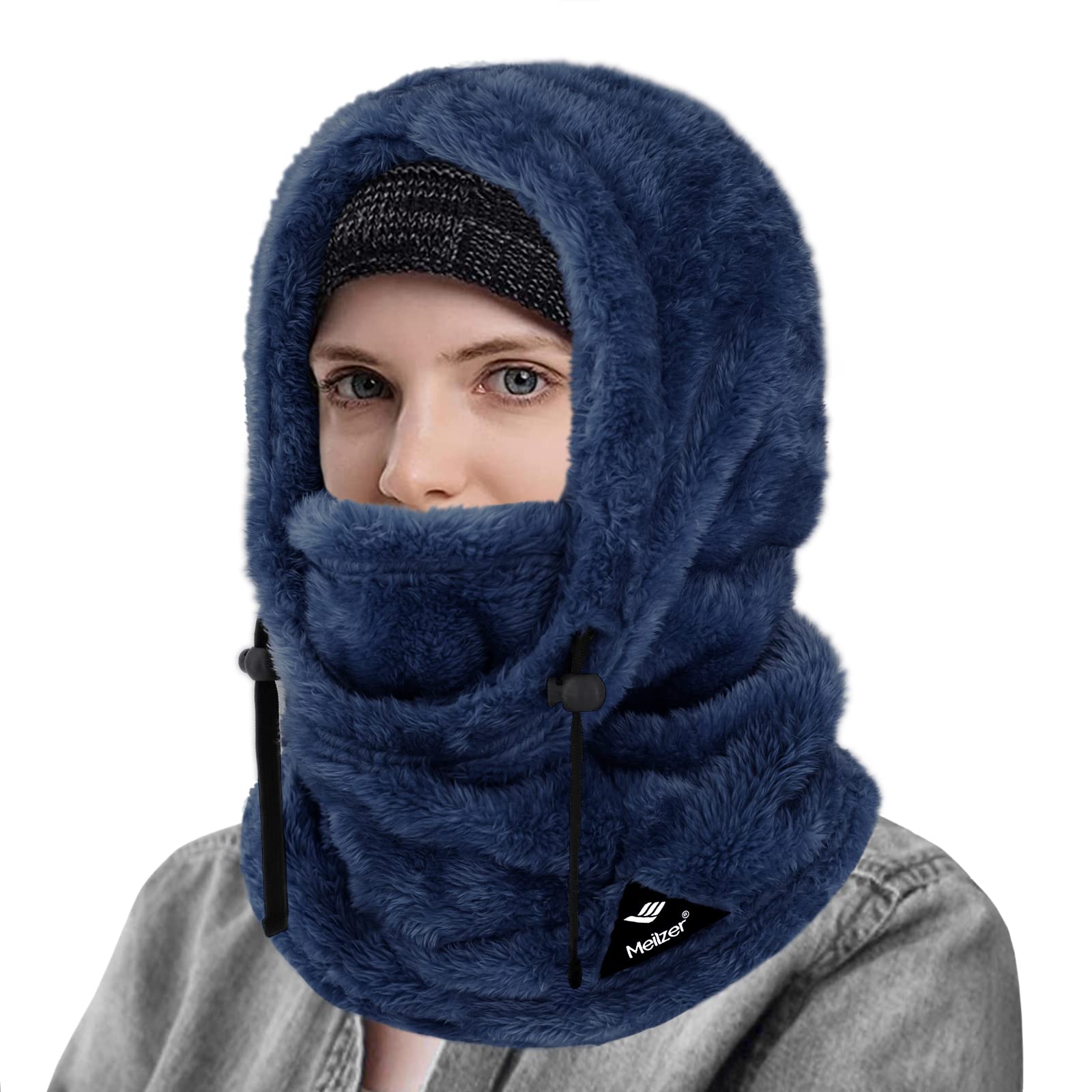 Meilzer Ski Mask Balaclava Wind-Resistant Winter Face Mask for Women/Men Adjustable Warm Hood Cover Hat Cap Scarf (Navy Blue)