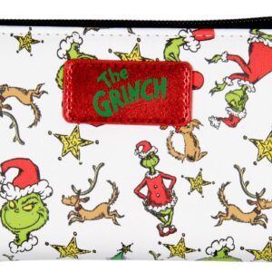 Bioworld How The Grinch Stole Christmas Grinch And Max faux Saffianno Leather Zip Closure Wallet