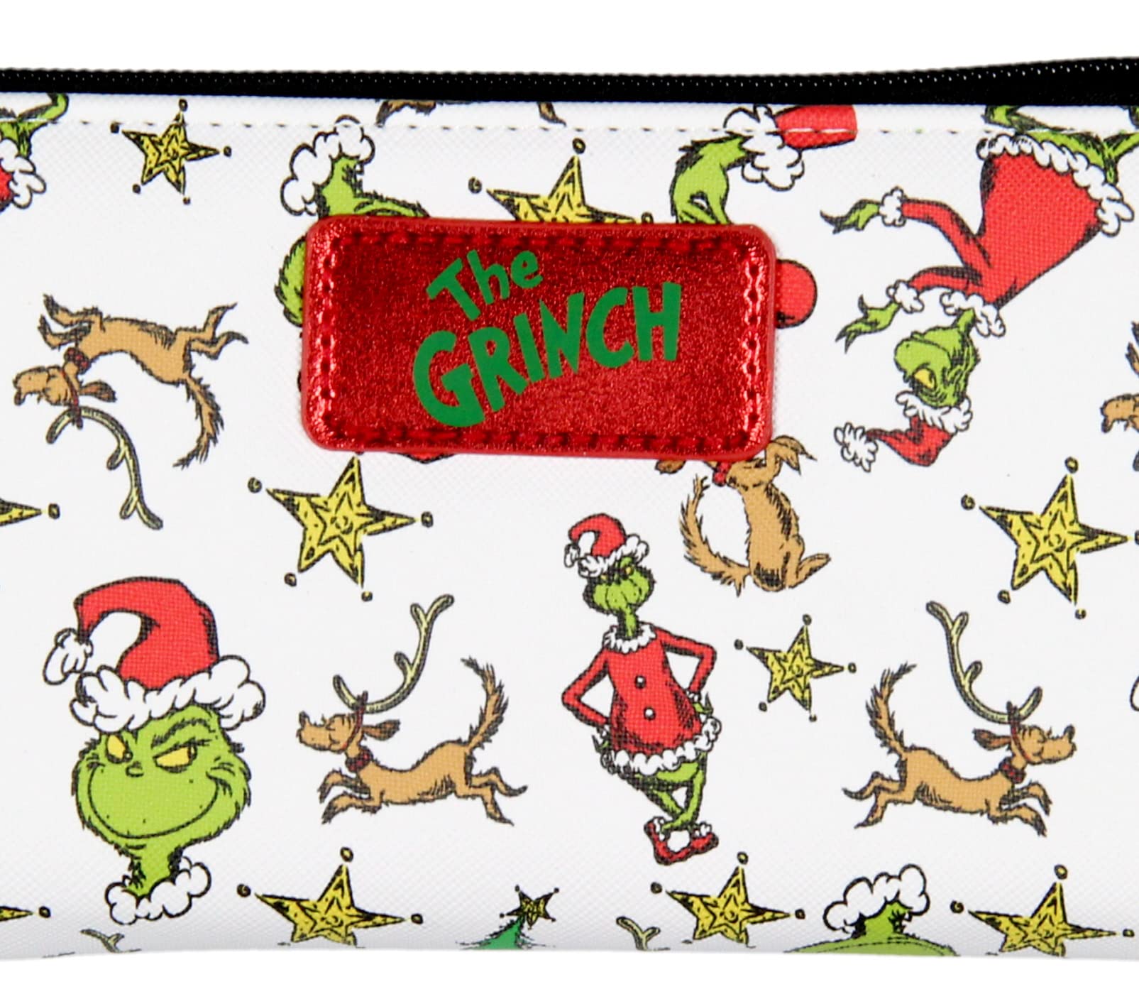 Bioworld How The Grinch Stole Christmas Grinch And Max faux Saffianno Leather Zip Closure Wallet