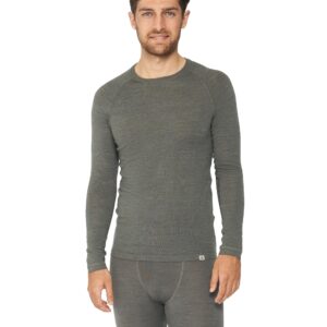 DANISH ENDURANCE Merino Wool Long Sleeve Base Layer Shirt for Men, Thermal Shirt Dark Grey