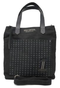 harley-davidson women's uno stars distressed cotton denim tote bag - black