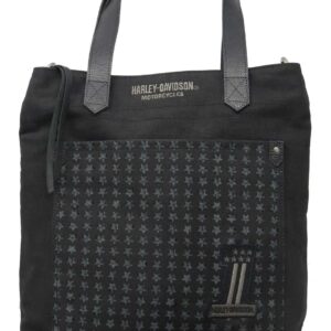 Harley-Davidson Women's Uno Stars Distressed Cotton Denim Tote Bag - Black