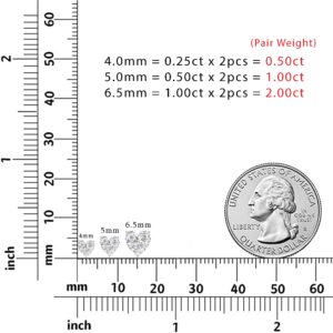 Moissanite Stud Earrings, 0.5ct-2ct D Color VVS1 Clarity Heart Cut Lab Grown Diamond Moissanite 14K White Gold Plated 925 Sterling Silver Moissanite Earrings For Women