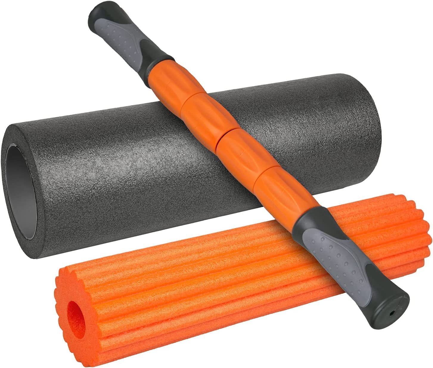 Revolve 3-in-1 Foam Roller Set with Massage and Mobility Stick, for Exercise, Deep Tissue Muscle Massager for Physical Therapy, Pilates, Yoga, Stretching, Balance & Core