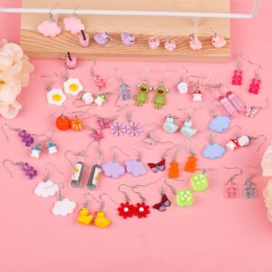 30 Pairs Fun Earrings Cute Earrings Weird Earrings, Zinc Y2k Aesthetic Funny Funky Earrings Kawaii Earrings Cool Indie Earrings for Women Mmultipack