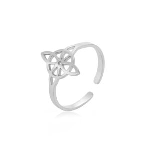 kkjoy witches knot ring stainless steel magic knot pagan wiccan symbol 4-pointed celtic knot witchcraft adjustable open finger rings for women