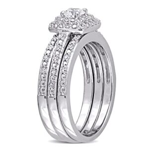 1/2 Carat (ctw H-I, I2-I3) Diamond Engagement Wedding Ring Set in Sterling Silver