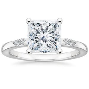 10k solid white gold handmade engagement ring 3.0 ct princess cut moissanite diamond solitaire wedding/bridal ring set for womens/her propose ring (7.5)