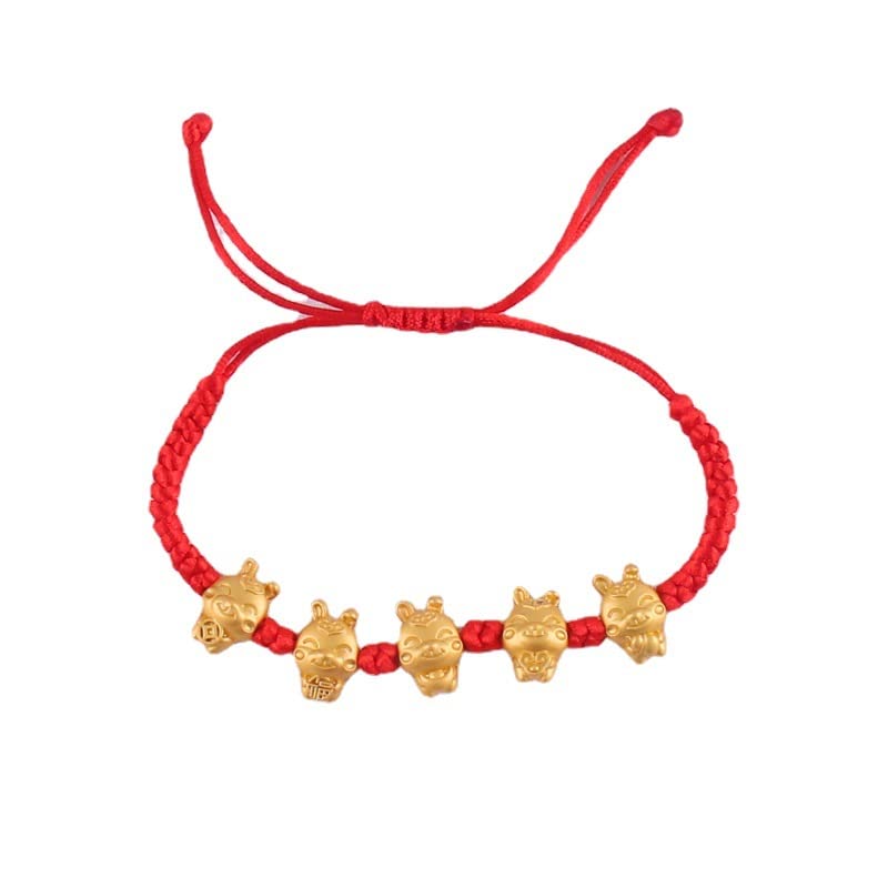 Fuqimanman2020 2023 Year of The Rabbit Red String Handwoven Adjustable Charm Bracelet Chinese Zodiac Bunny Animal Braided Good Prospects Blessing Lucky New Year Jewelry for Women Men-4pcs/Set