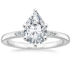 10K Solid White Gold Handmade Engagement Ring 3.0 CT Pear Cut Moissanite Diamond Solitaire Wedding/Bridal Ring Set for Womens/Her Propose Rings (8)