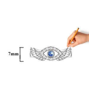 Turkish Evil Eye Ring 925 Sterling Silver Angel Wing Evil Eye Rings for Women Cubic Zirconia Mother Day Protection Jewelry Lucky Gif Size 8