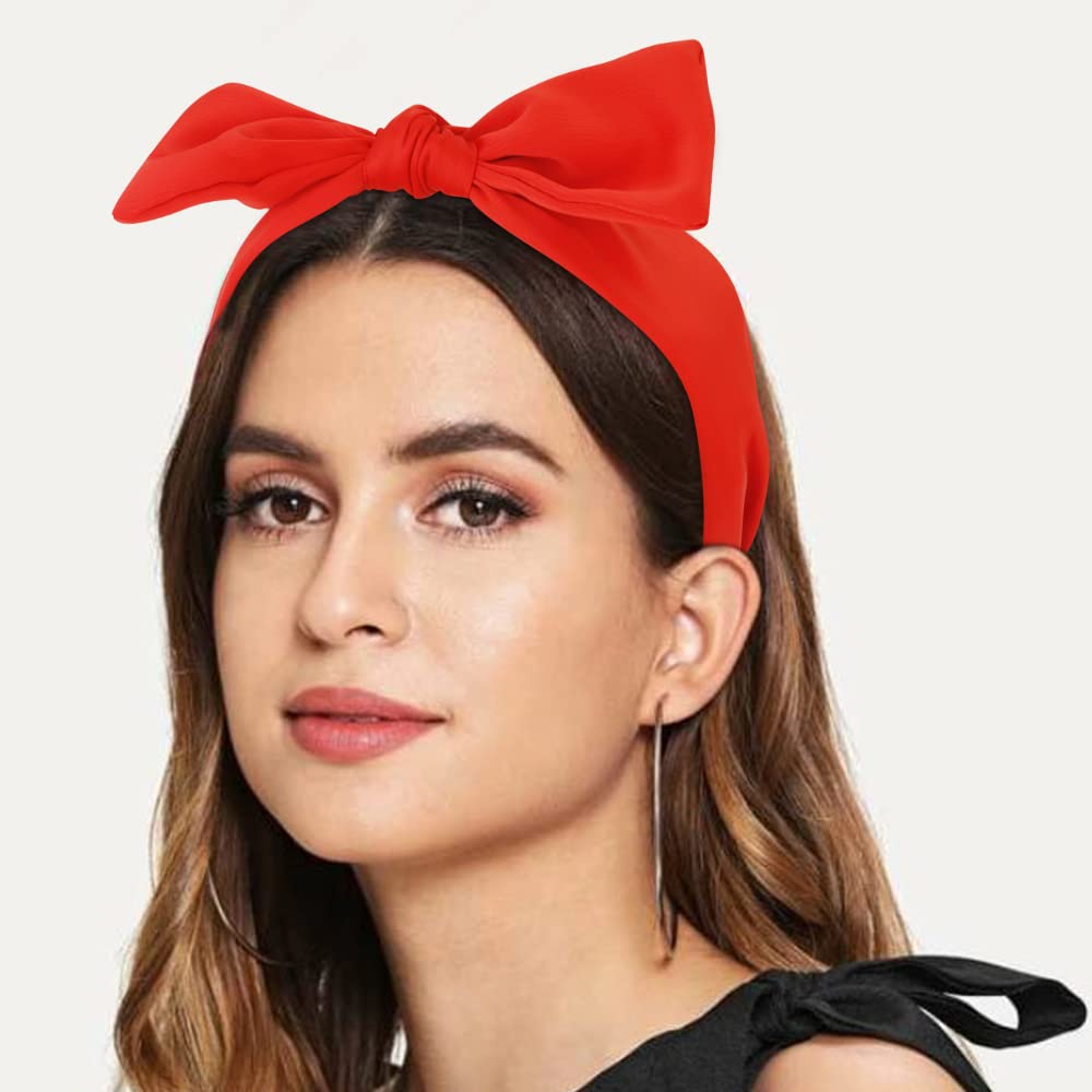 TOBATOBA Hairband, 6Pcs Big Bow Headbands for Women - Satin Silk Bowknot Retro Headband, Knotted Headband for Women Hair Accessories for Women Girls