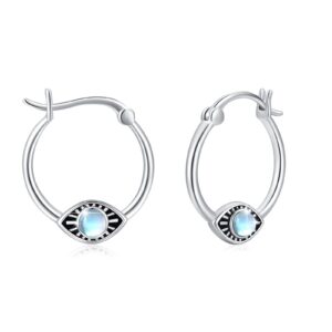 Evil Eye Hoop Earrings 925 Sterling Silver Demon Eye Hoop Earrings for Women Lucky Protection Jewelry Gifts