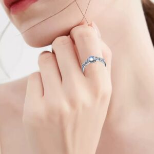 SCZKLAQ Moonstone Ring for Women,925 Sterling Silver Moonstone Ring Jewelry Gifts for Women (6)