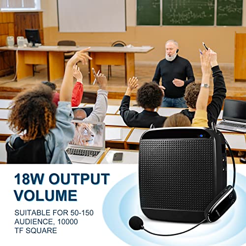 Wireless Voice Amplifier Teachers,SHIDU Portable PA System Megaphone Speaker with Microphone Headset,18Watts/300 Yard Range/ Bluetooth5.0/Work of 7 hrs,for Teaching, Coach and Instructors, conferences