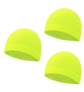 neon yellow skull beanie helmet liner sweat wicking running hat cycling caps cooling cap skullcap liners fits under motorcycle helmets for men and women