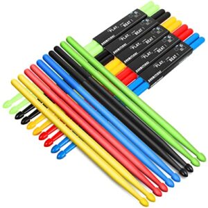 20 pairs 5a drum sticks nylon drumsticks light drumsticks non slip exercise drumsticks for kids adults musical instrument percussion accessories (colored)