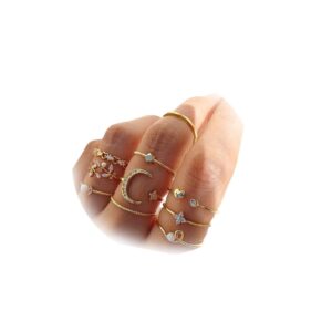 Long tiantian Gold Knuckle Rings for Women Non Tarnish Stackable Rings Boho Rings Set Stacking Midi Pinky Snake Wudu Nail Rings Aesthetic Rings Christmas Gifts Stocking Stuffers