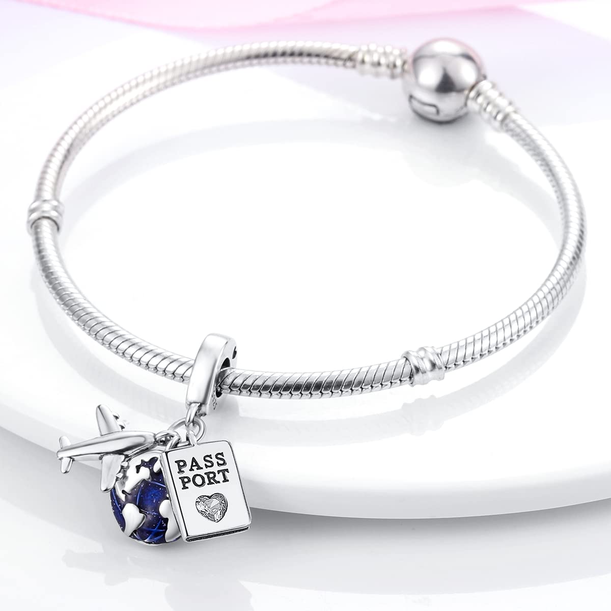 Hapour 925 Sterling Silver Charms Mom Dangle Charm for Charm Bracelet Heart Love Charm Beads for Women Mother Grandmother Mother's Day