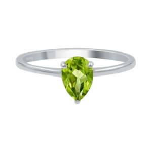 TISHAVI Peridot Ring For Women Sterling Silver, Peridot Minimalist Ring Sterling Silver, Sterling Silver Ring Size 10