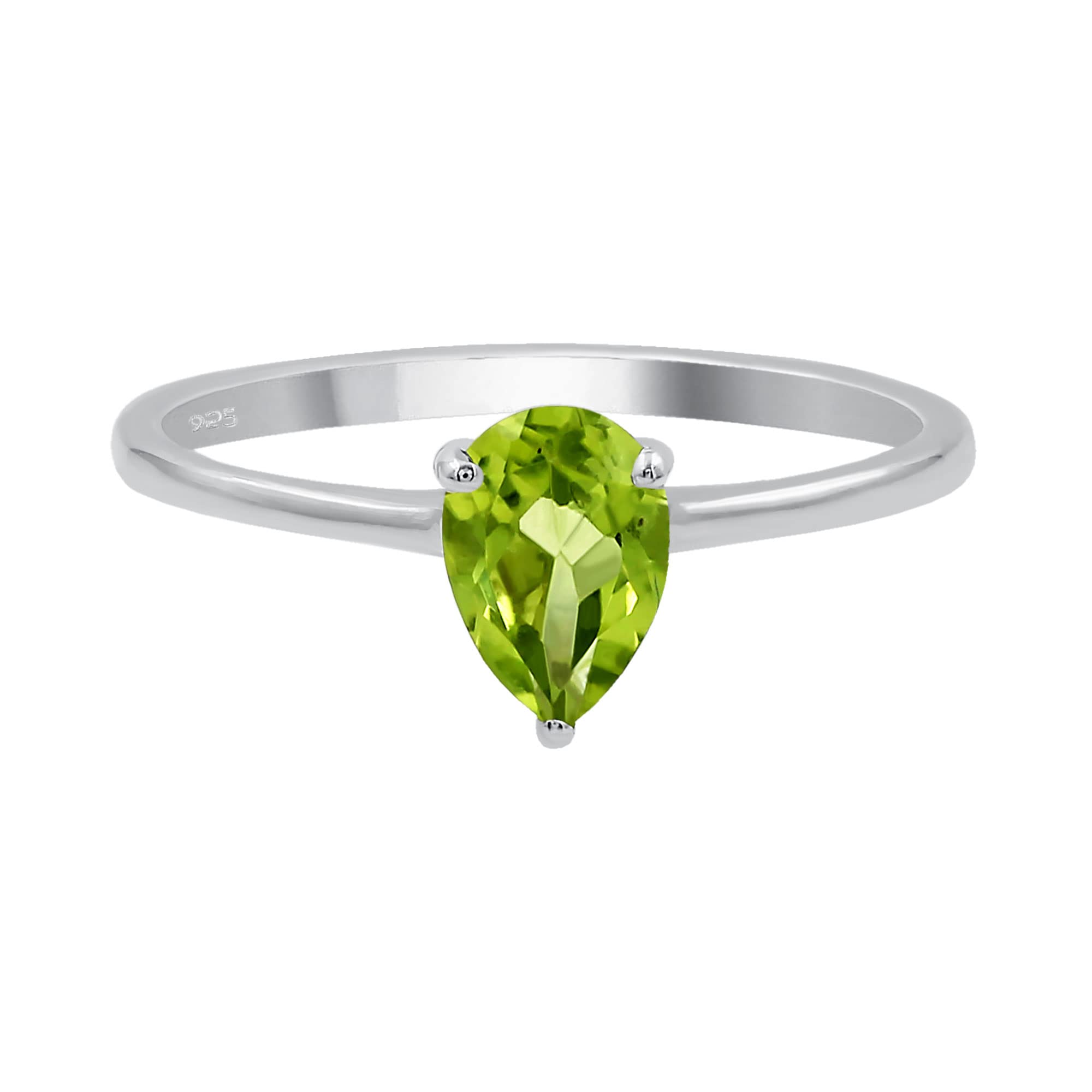 TISHAVI Peridot Ring For Women Sterling Silver, Peridot Minimalist Ring Sterling Silver, Sterling Silver Ring Size 10