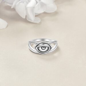 TIGER RIDER Silver Evil Eye Ring Sterling Silver Evil Eye Jewelry Gifts for Women 8