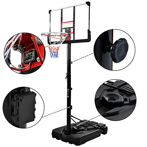 HomSof Portable Basketball Hoop Basketball System 6.6-10ft Height Adjustment for Youth Adults LED Basketball Hoop Lights,Colorful Lights,Waterproof,Super Bright，6.6Ft-10Ft