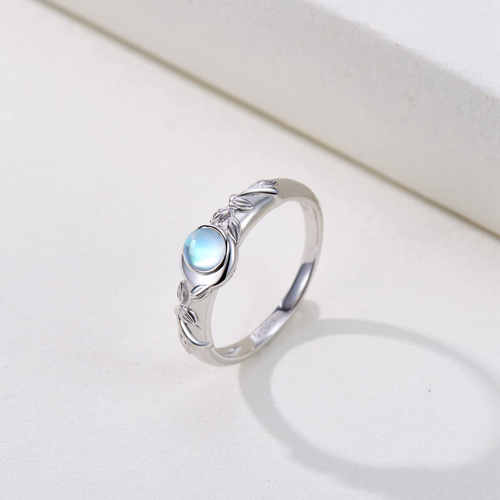 SCZKLAQ Moonstone Ring for Women,925 Sterling Silver Moonstone Ring Jewelry Gifts for Women (6)