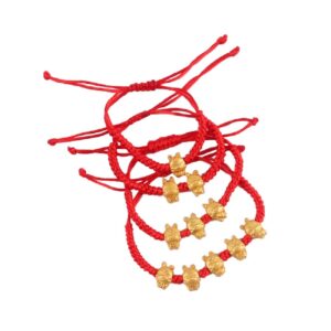 Fuqimanman2020 2023 Year of The Rabbit Red String Handwoven Adjustable Charm Bracelet Chinese Zodiac Bunny Animal Braided Good Prospects Blessing Lucky New Year Jewelry for Women Men-4pcs/Set