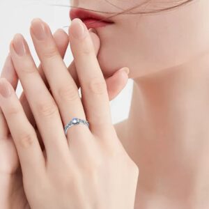 SCZKLAQ Moonstone Ring for Women,925 Sterling Silver Moonstone Ring Jewelry Gifts for Women (6)